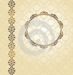 Elegant vintage card with seamless wallpaper