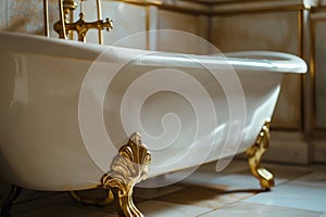 Elegant Vintage Clawfoot Tub with Brass Fixtures