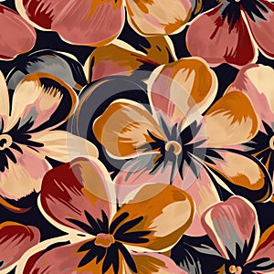 Elegant Vintage Floral Pattern on Dark Background