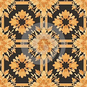 Elegant Vintage Floral Wallpaper Design in Golden Tones