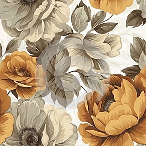 Elegant Vintage Floral Wallpaper Design with Neutral Tones