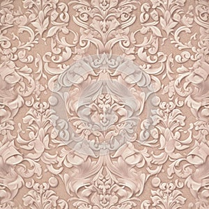 Elegant Vintage Floral Wallpaper Design in Soft Pink Tones, AI Generated