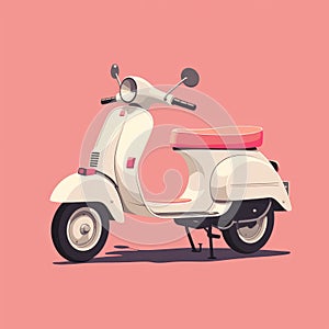 Elegant Voodoo Moped Illustration On Pink Background