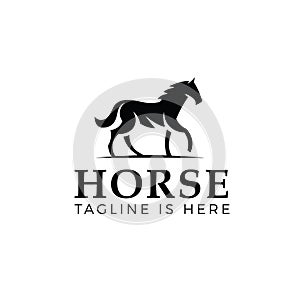 Elegant walking horse logo template