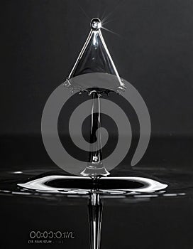 Elegant Water Drop Collision in Monochrome