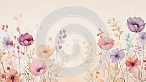 Elegant Watercolor Flowers in Soft Pastel Shades on a Delicate Background
