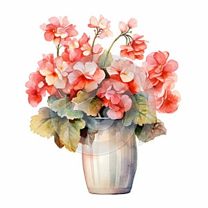 Elegant Watercolor Geraniums In Vase: Larme Kei Inspired Art