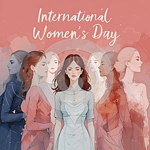 Elegant Watercolor Women â Minimalist Art for International Women\'s Day photo