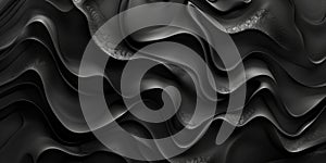 Elegant waves of black fabric texture creating abstract patterns and folds concept photo