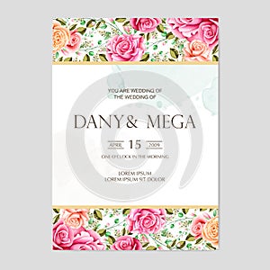 Elegant wedding card with beautiful floral and leaves template