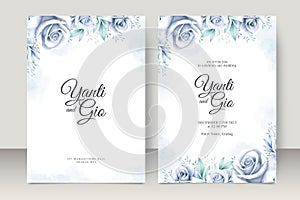 Elegant wedding card set template with beautiful floral watercolor photo