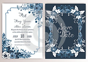 Elegant wedding cards consist of various kinds of flowers