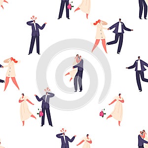 Elegant Wedding Couples Bride And Groom Characters In Harmonious Poses, Forming A Timeless And Romantic Seamless Pattern