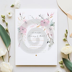 Elegant wedding invitation design with watercolor aesthetic