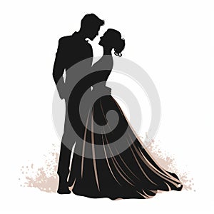 Elegant Wedding Planning Vector Silhouette With Romantic Charm photo