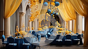 Elegant Wedding Reception Wallpaper, generative ai