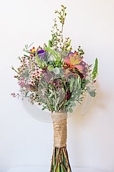 Elegant wedding simple bouquet arrangement of beautiful South African spring flowers