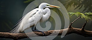 A Ciconiiformes bird perches on a twig, showcasing its feathers and beak photo