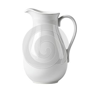 Elegant White Ceramic Pitcher with Smooth Surface and Curved Handle for Kitchen and Table Decor