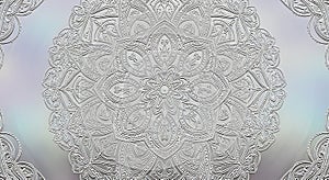 Elegant White Embossed Mandala Pattern Background