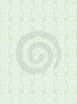 Elegant white flowers pattern textured green wallpaper background