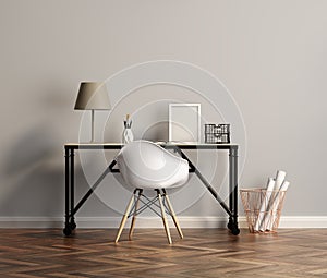 Elegant white home office table with chair