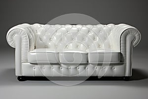 Elegant White Leather Chesterfield Sofa. Generative AI
