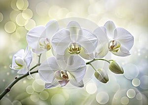 Elegant White Orchid Arrangement: A Sophisticated Home Decor Inspiration Featuring a Stunning Phalaenopsis photo