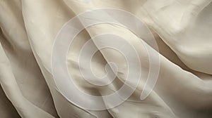 Elegant White Silk Fabric With Flowing Draped Texture