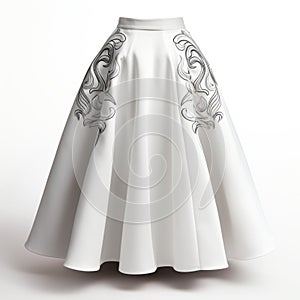 Elegant White Skirt With Decorative Pattern - Vray Style