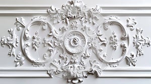 Elegant White Stucco Molding Decoration on Wall