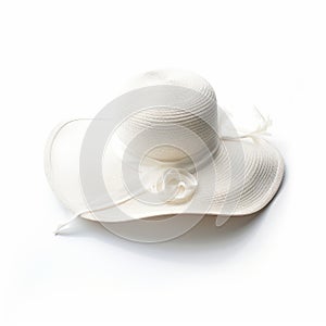 Elegant White Sun Hat On Isolated Background photo