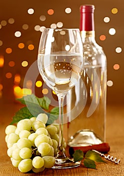 Elegant white wine with grapes