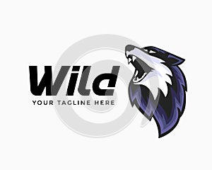 Elegant wild Head wolf art roar logo design inspiration