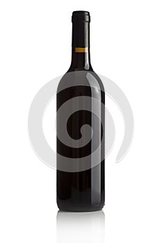 Elegant wine bottle on white background