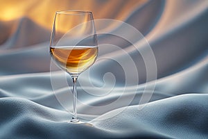 Elegant Wine Glass filled with white wine. Image is generated using AI.