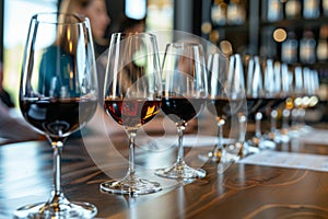 Elegant wine tasting event with assorted glass selection