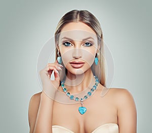 Elegant Woman Fashion Model with Makeup and Jewelry.
