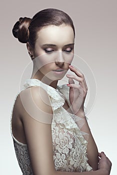 Elegant woman with later chignon photo