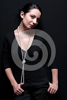 Elegant woman with pearls