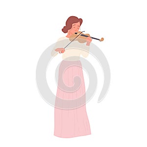 Elegant woman playing violin