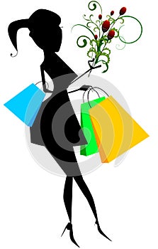 Elegant woman with shopping bags