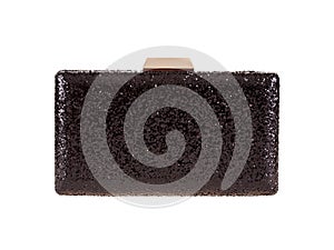 Elegant women black shiny clutch has hard shape