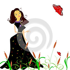 Elegant women an floral background