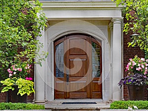 Elegant wooden front door