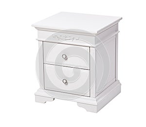 Elegant wooden nightstand isolated over white