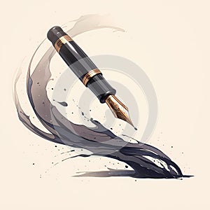 Elegant Writing Inspiration - Fountain Pen Tip in Motion