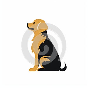 Elegant Yellow And Black Dog Icon Illustration