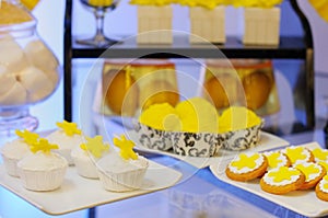 Elegant yellow sweet table on wedding party