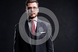 Elegant young handsome man. Studio fashion portrait